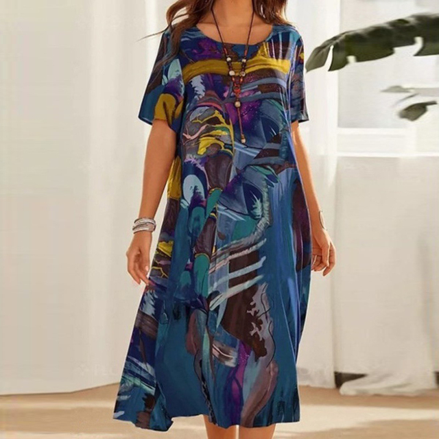 Jodilyn | Comfortable Tunic Dress with Tropical Print