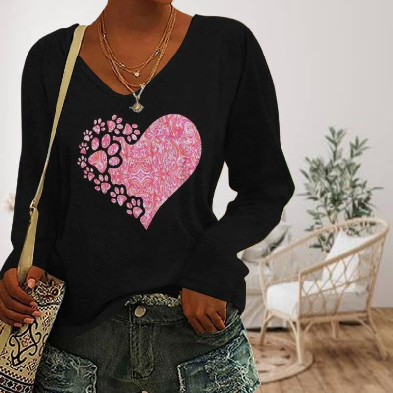 【100% Cotton】Casual Heart Print T-Shirt