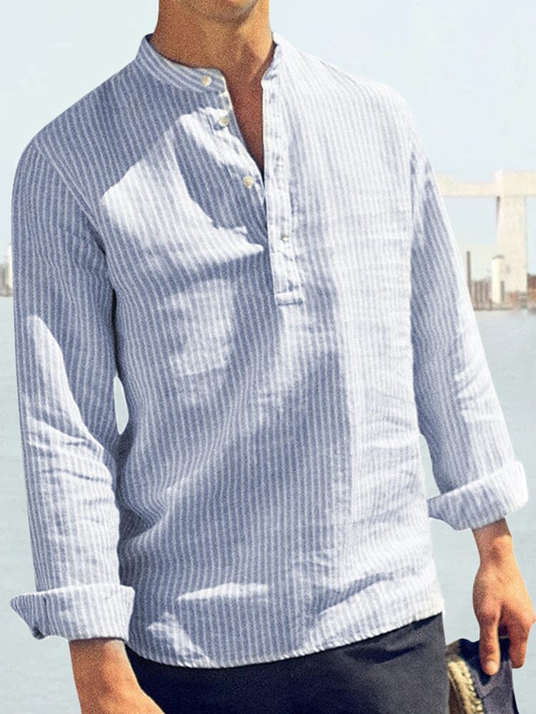 Cotton Linen Style Stripe Shirts