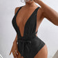 TIED CRISSCROSS ONE-PIECE SWIMSUIT