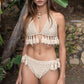 KNIT BOHO TASSLE BIKINI TOP