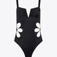 FLORAL CUTOUT ONE-PIECE SWIMSUIT