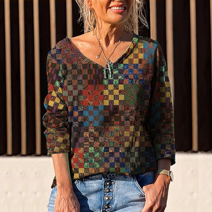 Colorful Plaid Casual T-Shirt