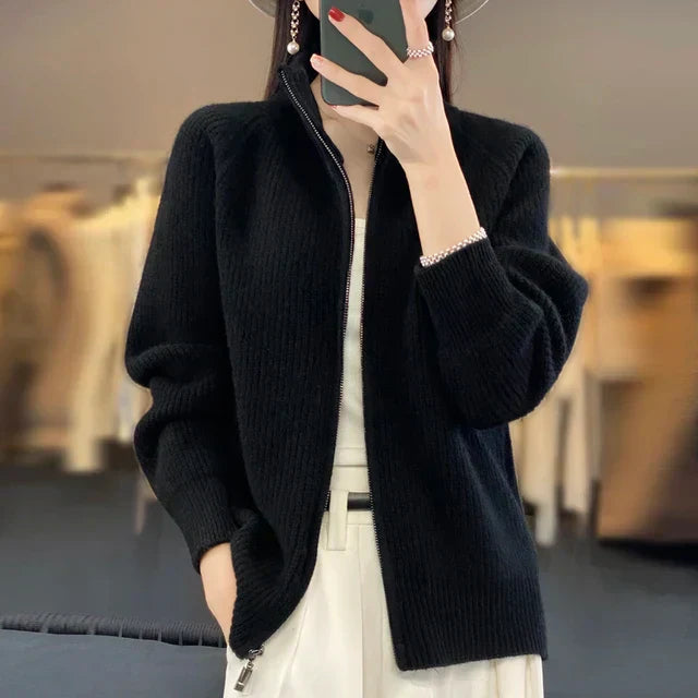 Linda - Wool Zip up Cardigan