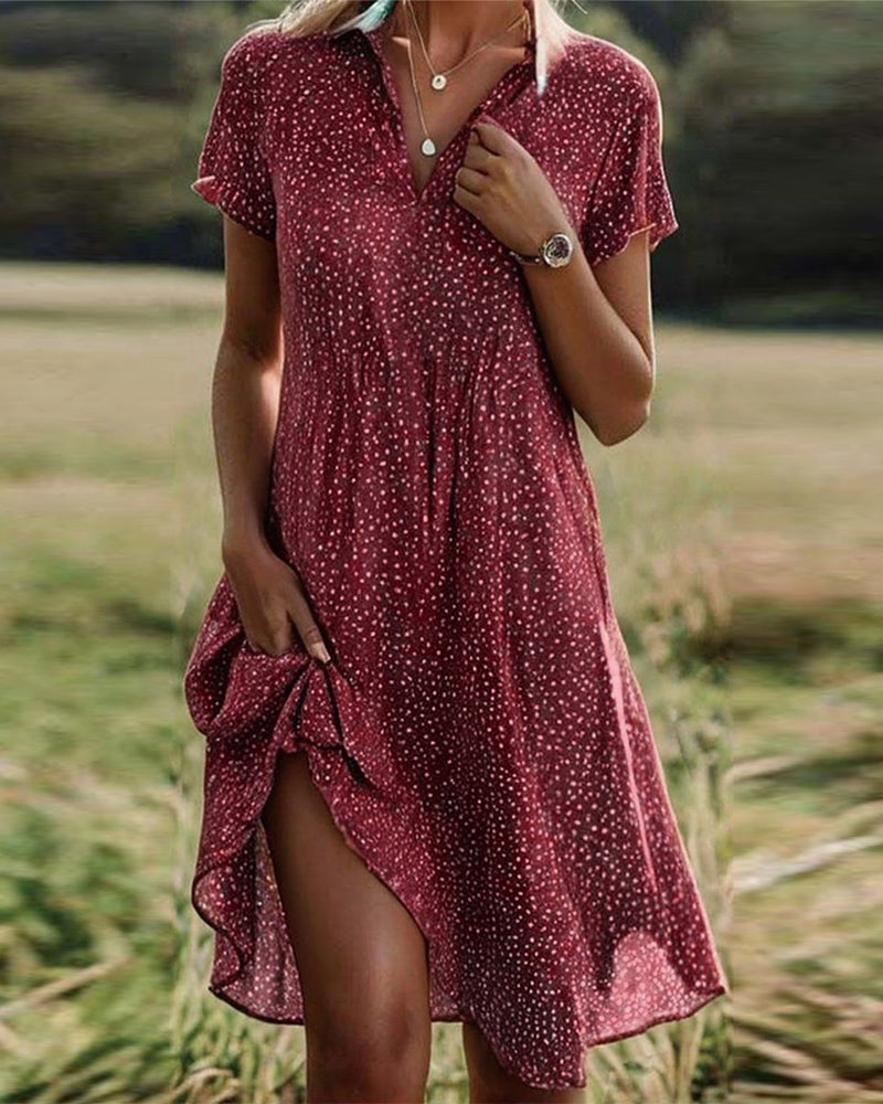 Casual lapel floral dress