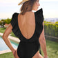 RUFFLE SLEEVE TIE FRONT ONE PIECE SWIMSUIT