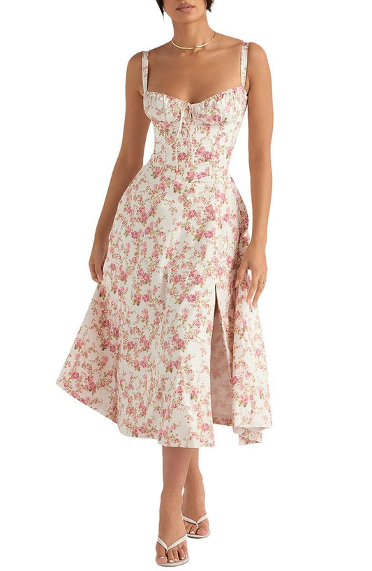 Kelly™ | Flower Bustier dress with waist shaping