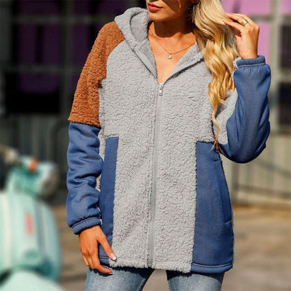 Casual Patchwork Hooded Coat