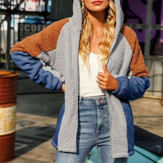 Casual Patchwork Hooded Coat