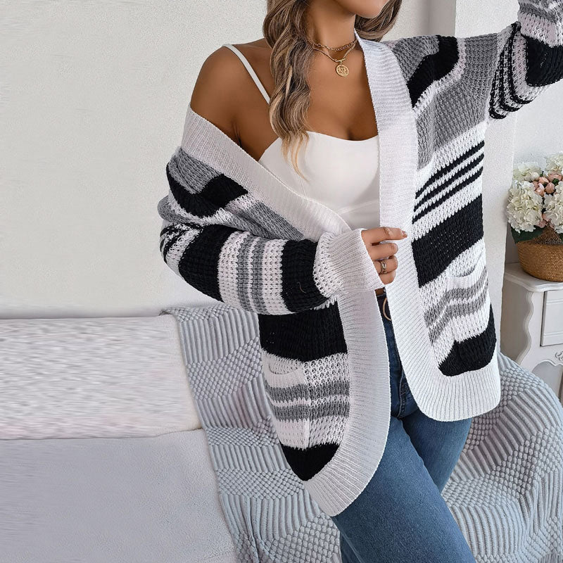 Casual Striped Knitted Cardigan