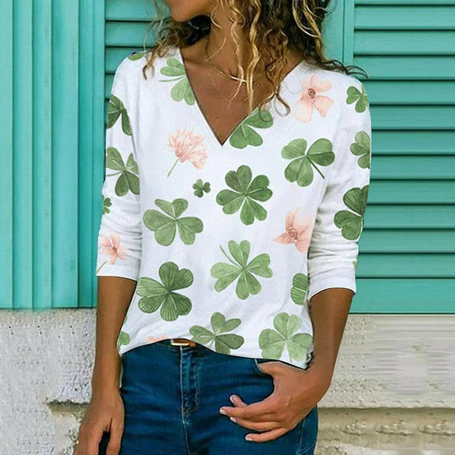 Four Leaf Clover Print T-Shirt