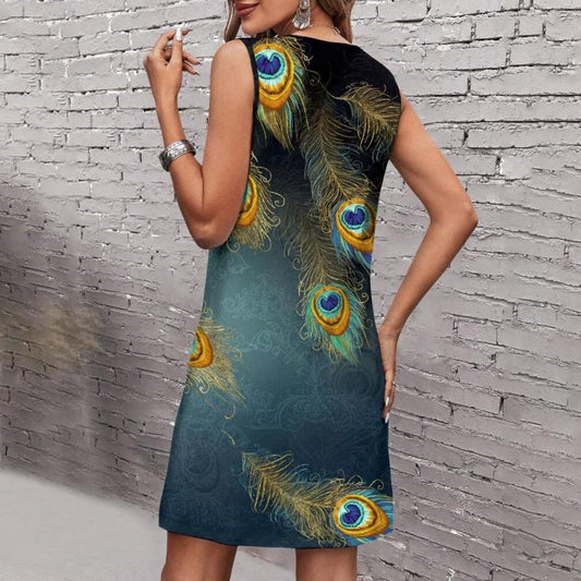 Peacock Feather Print Dress