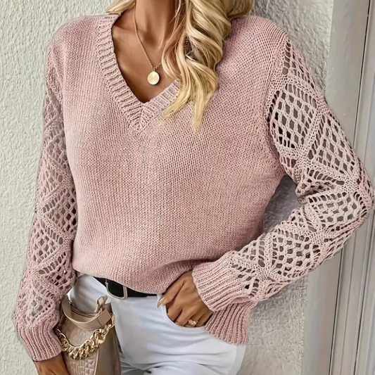 Raylene - V-Neck Knitted Sleeves Jumper