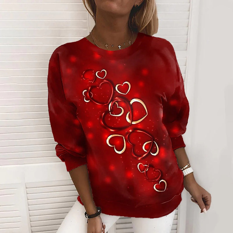 Casual Heart Print Sweatshirt