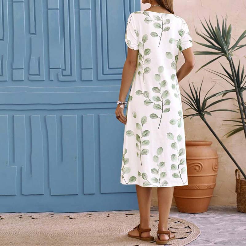 Casual Leaf Print Dress