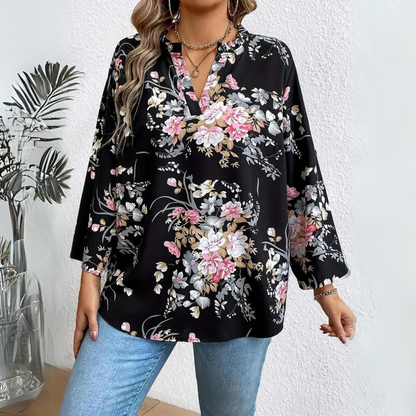 Mariah - Flattering Chiffon Floral Blouse