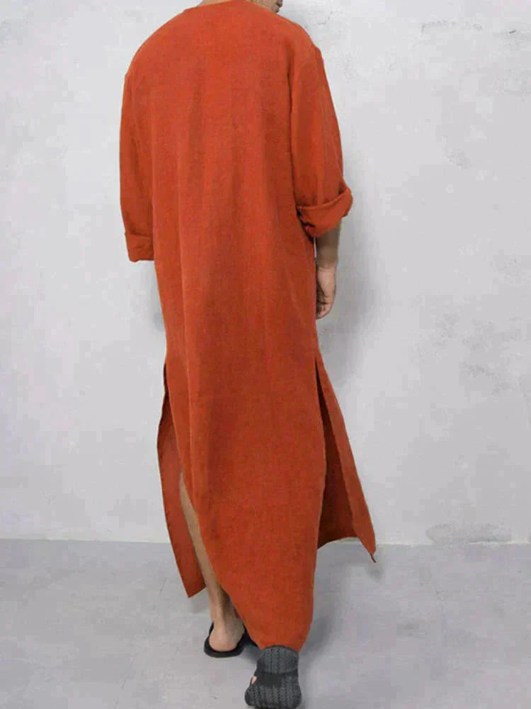 Long Cotton Linen Style Slit Shirt