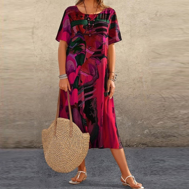 Jodilyn | Comfortable Tunic Dress with Tropical Print