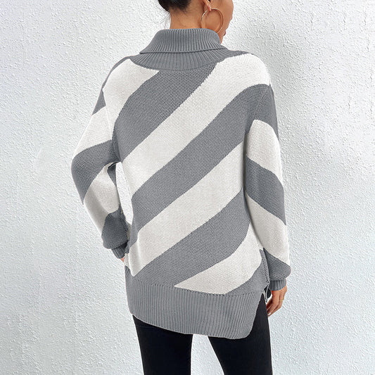 Casual Striped Knit Sweater