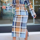 Graceful Plaid Top & Pencil Skirt Set