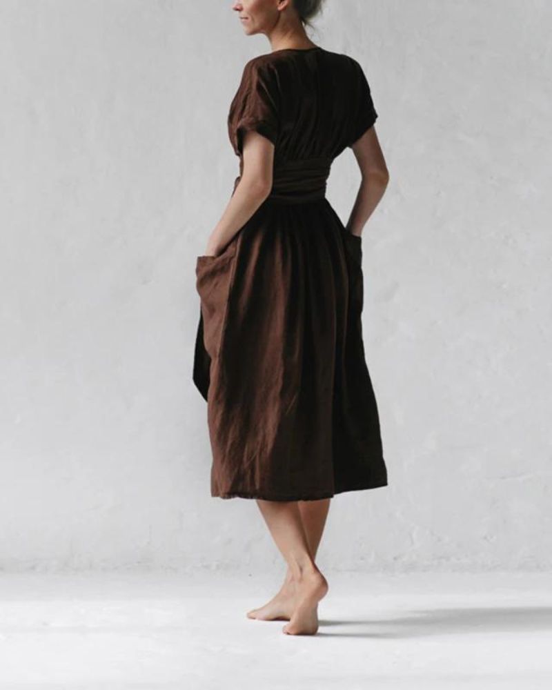 LENORA - WRAP LINEN AND COTTON DRESS