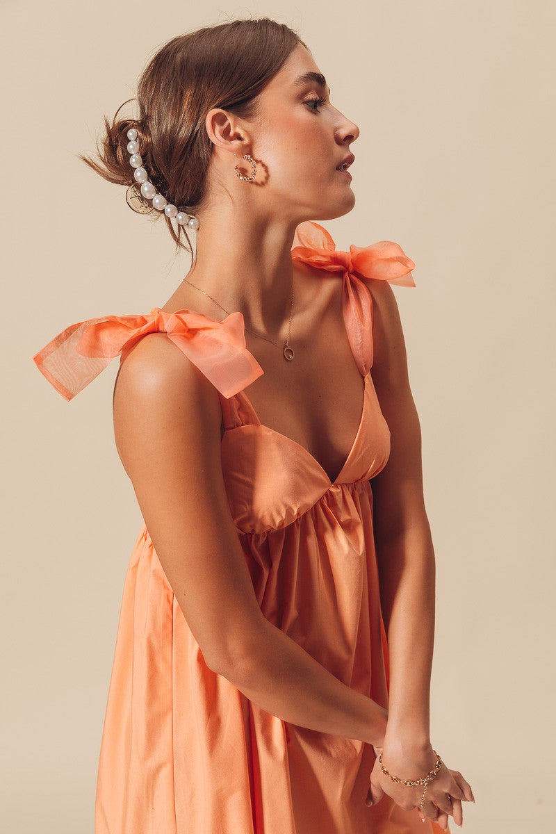 CALISTA TULLE BOW BABYDOLL DRESS