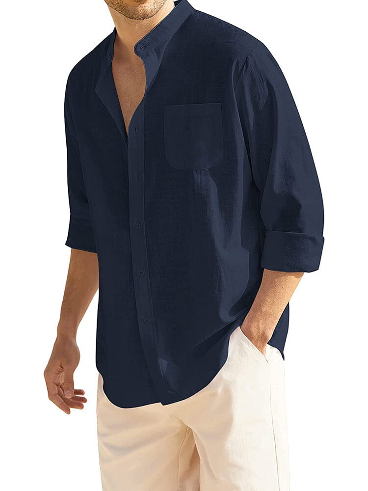 Cotton Linen Beach Button Down Shirt with Pocket (US Only)