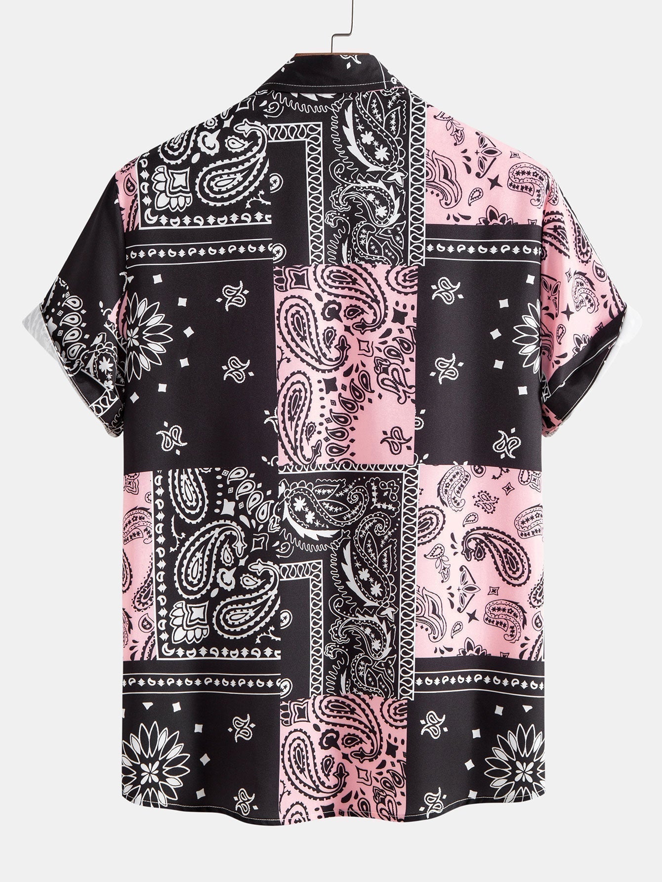 Shirt with Paisley Print and Buttons, Random Pattern Design, and Shorts