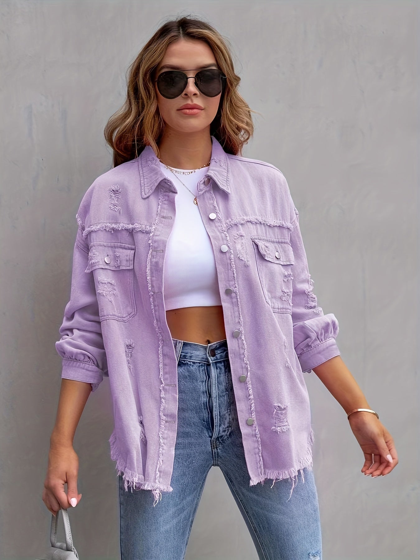 Judy - Ripped Oversized Denim Jacket