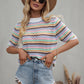 SAYLOR STRIPPED HALF SLEEVE KNIT TOP