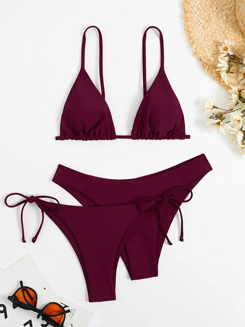 Solid Color 3 Piece Swimsuit