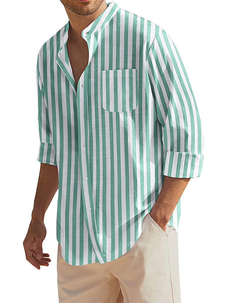 Cotton Linen Beach Button Down Shirt with Pocket (US Only)