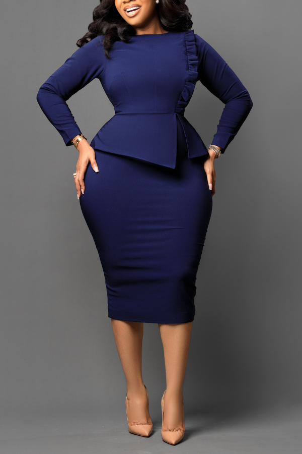 Elegant Frill Trim Bodycon Dress