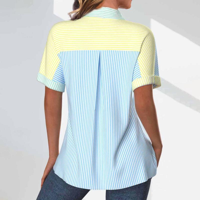 Colour Block Striped Blouse