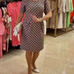 Round neck polka dot print short sleeve dress