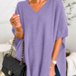 ERICA - V Neck Loose Fit Solid Poncho Sweater