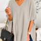 ERICA - V Neck Loose Fit Solid Poncho Sweater