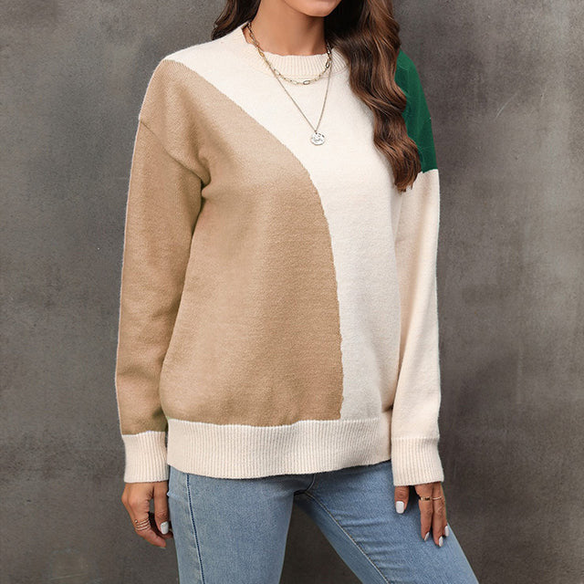 Contrast Color Casual Sweater