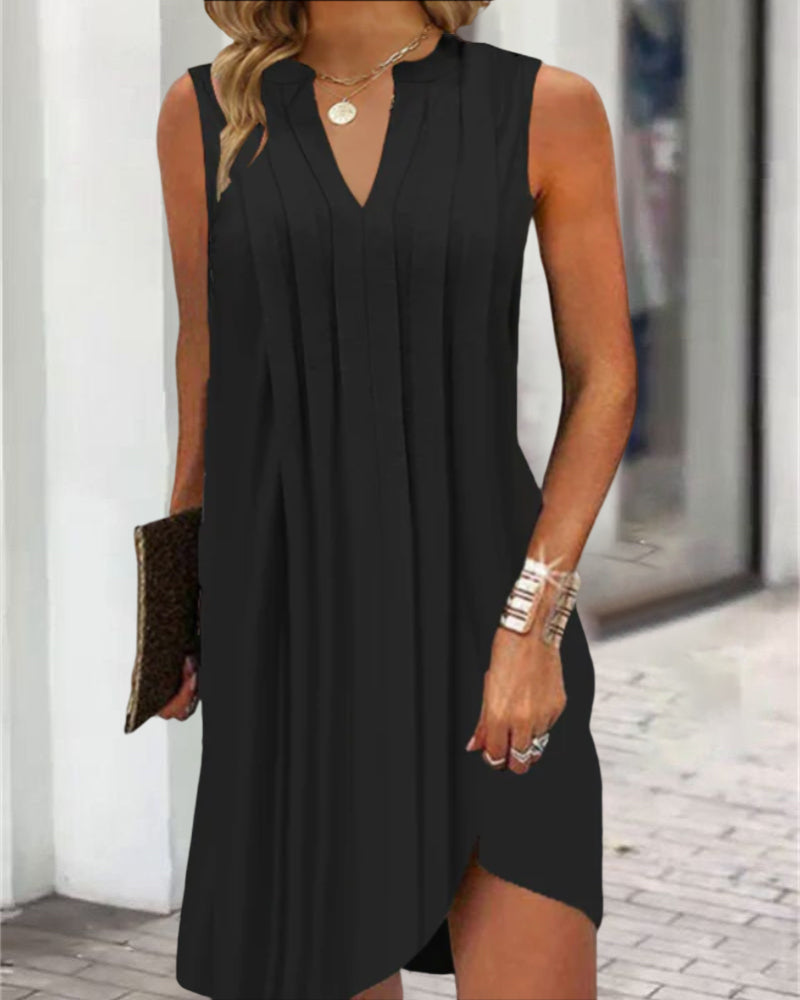 Sleeveless V Neck Casual Dress