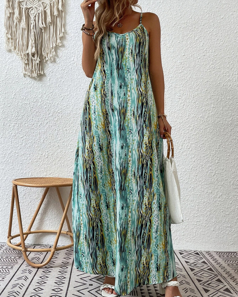 Sleeveless Vacation Dress in Gradient Print