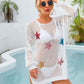 STAR SEQUIN LONG SLEEVE BEACH COVER UP