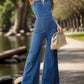 HALLIE WIDE LEG DENIM ROMPER