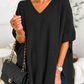 ERICA - V Neck Loose Fit Solid Poncho Sweater