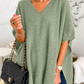 ERICA - V Neck Loose Fit Solid Poncho Sweater