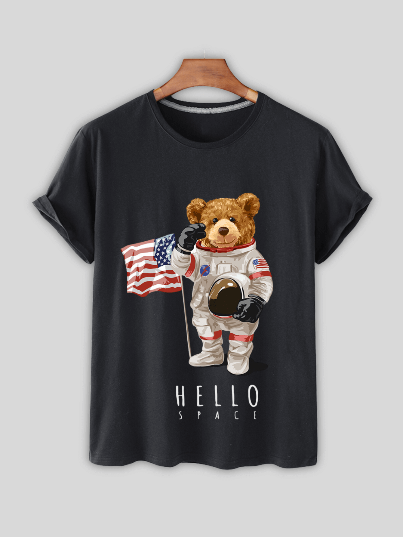 T-Shirt with Bear Print and NASA Shorts