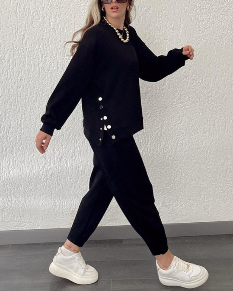 AMAIA - Button Split sweater & Pants set