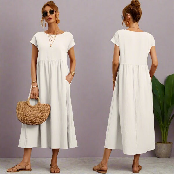 JACQUELINE | ELEGANT COTTON-BLEND CASUAL DRESS