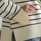 SAMA - ZIPPERED SWEATER WITH STRIPED TRICOT COLLAR