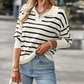 INA - STRIPPED SWEATER WITH V-NECK COLLAR