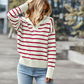 INA - STRIPPED SWEATER WITH V-NECK COLLAR